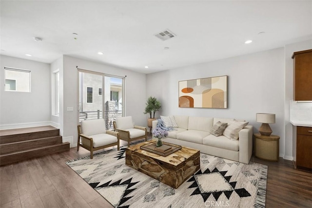 19505 Empire Ln, Northridge, CA 91324 - living area with wood finished floors, baseboards, and recessed lighting