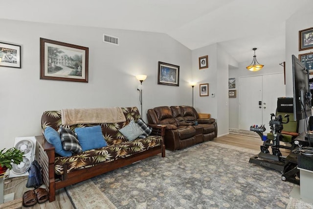 4616 Arrowhead Ct, Oceanside, CA 92056 - living room featuring lofted ceiling and wood finished floors