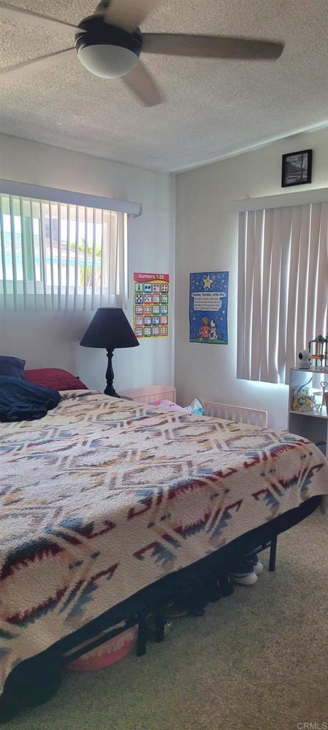 668 Farview St, El Cajon, CA 92021 - bedroom featuring a textured ceiling and ceiling fan