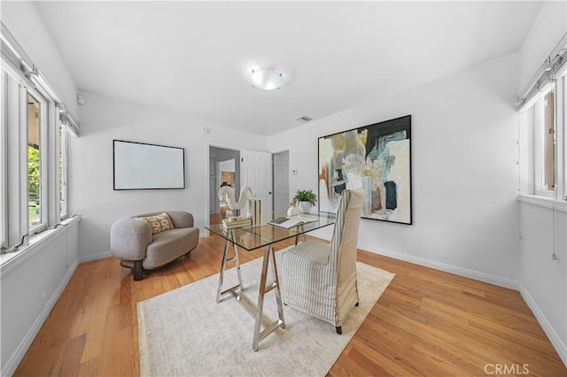 1212 Oakwood Dr, Arcadia, CA 91006 - home office with plenty of natural light, light wood-type flooring, and baseboards
