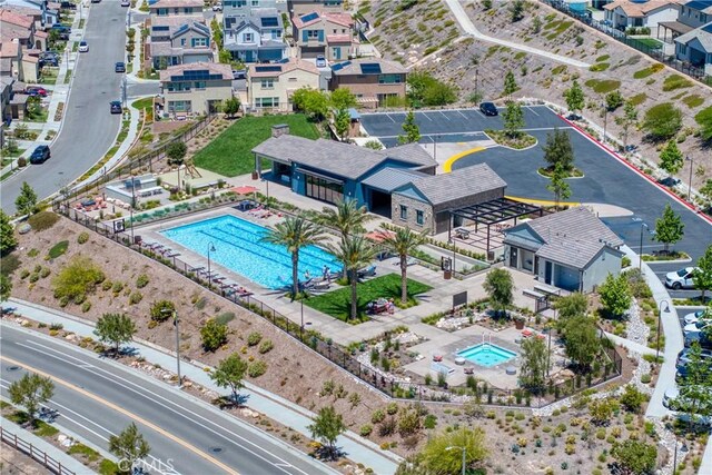 18100 Tableau Way, Saugus, CA 91350 - aerial view of residential area with a pool