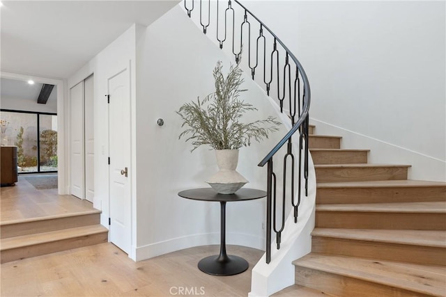 3250 Coldwater Canyon Ave, Studio City, CA 91604 - stairs with wood finished floors and baseboards
