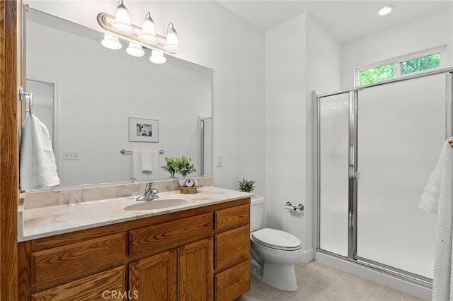121 Wawona Pl, Chico, CA 95928 - bathroom featuring a shower stall, toilet, and vanity