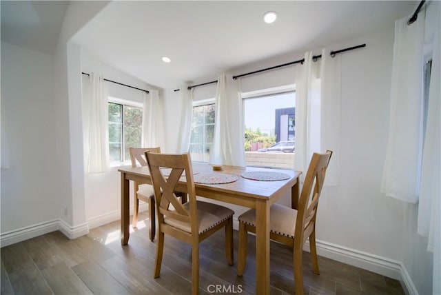 308 13th St, Seal Beach, CA 90740 - dining room with wood finished floors, baseboards, and recessed lighting