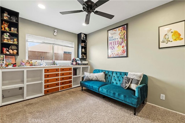 5136 W W Ave L8, Lancaster, CA 93536 - carpeted living area featuring a ceiling fan and recessed lighting