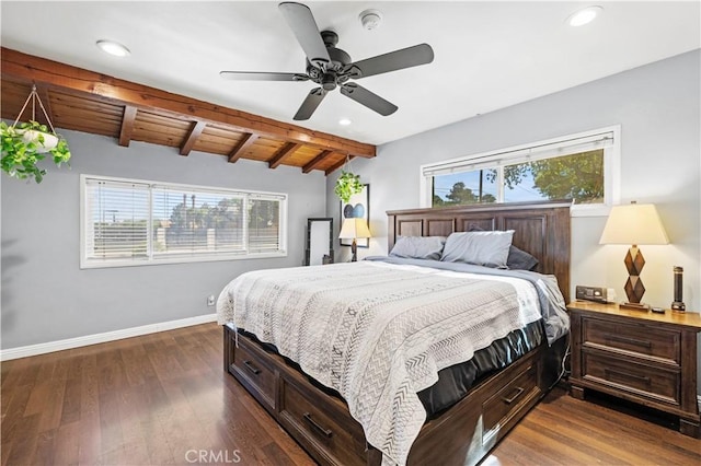 5136 W W Ave L8, Lancaster, CA 93536 - bedroom featuring multiple windows, dark wood-style floors, recessed lighting, baseboards, and a ceiling fan
