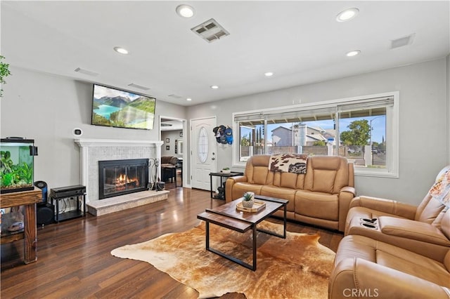5136 W W Ave L8, Lancaster, CA 93536 - living room with a fireplace, wood finished floors, and recessed lighting