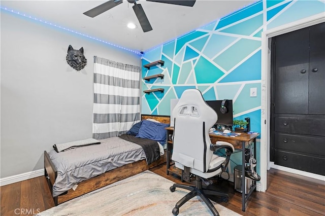 5136 W W Ave L8, Lancaster, CA 93536 - bedroom with baseboards, wood finished floors, and ceiling fan