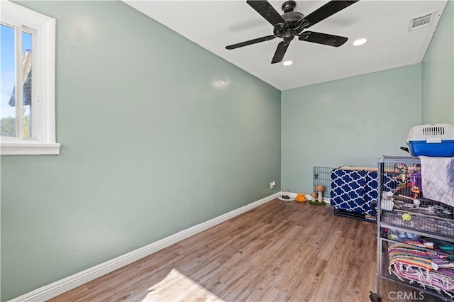 5136 W W Ave L8, Lancaster, CA 93536 - rec room with wood finished floors, baseboards, ceiling fan, and recessed lighting