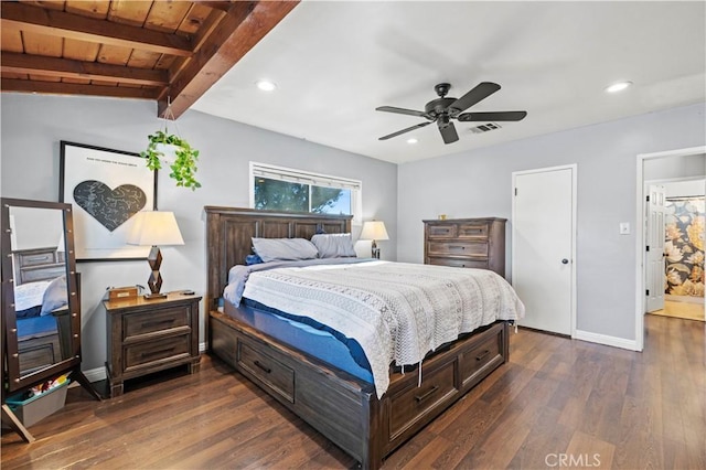 5136 W W Ave L8, Lancaster, CA 93536 - bedroom featuring dark wood finished floors, baseboards, recessed lighting, and a ceiling fan