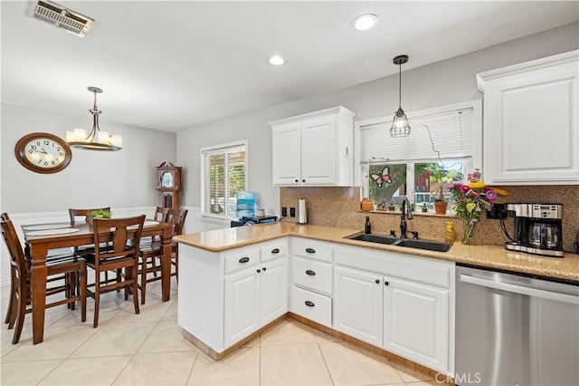 5136 W W Ave L8, Lancaster, CA 93536 - kitchen with dishwasher, a sink, tasteful backsplash, a peninsula, and recessed lighting