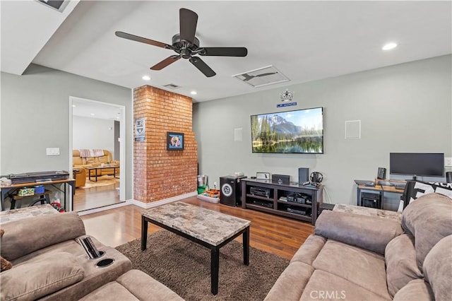 5136 W W Ave L8, Lancaster, CA 93536 - living area with wood finished floors, ceiling fan, and recessed lighting