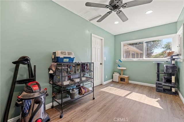 5136 W W Ave L8, Lancaster, CA 93536 - misc room featuring wood finished floors, baseboards, recessed lighting, and a ceiling fan