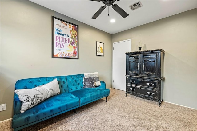 5136 W W Ave L8, Lancaster, CA 93536 - sitting room featuring carpet flooring, ceiling fan, and recessed lighting