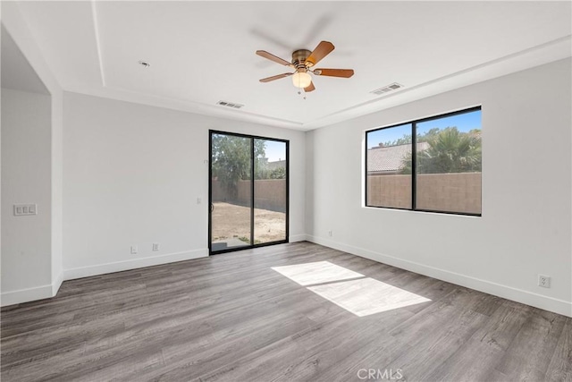 47432 Bahama Ct, Indio, CA 92201 - empty room with ceiling fan, wood finished floors, and baseboards
