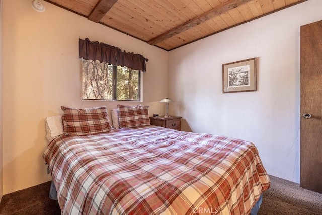 2032 Cedar Pine Ln, Big Bear City, CA 92314 - carpeted bedroom featuring wooden ceiling and beam ceiling