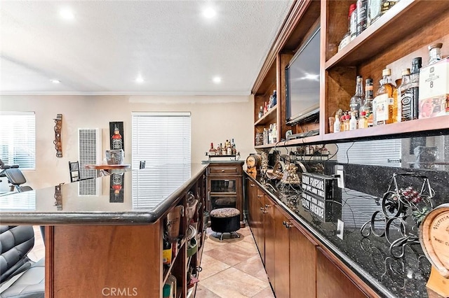 1704 Pass And Covina Rd, West Covina, CA 91792 - indoor dry bar with ornamental molding, recessed lighting, and light tile patterned flooring