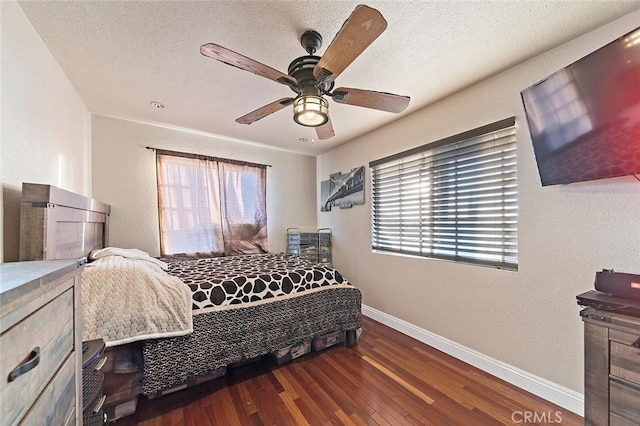1704 Pass And Covina Rd, West Covina, CA 91792 - bedroom with baseboards, wood finished floors, a ceiling fan, and a textured ceiling