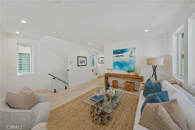 125 8th St, Huntington Beach, CA 92648 - living room featuring light wood-style floors and recessed lighting