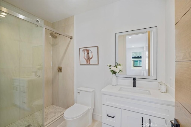 125 8th St, Huntington Beach, CA 92648 - full bathroom featuring toilet, a stall shower, and vanity
