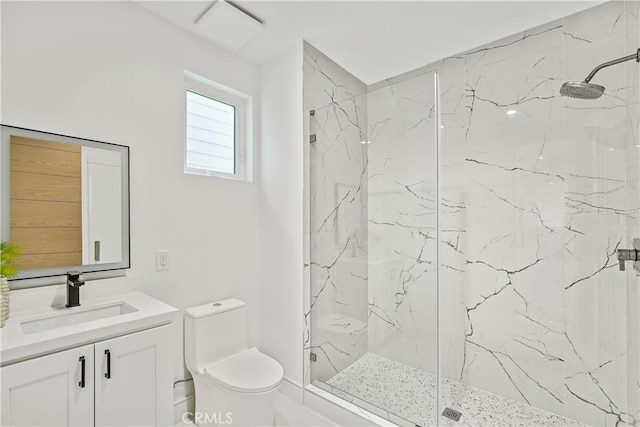 125 8th St, Huntington Beach, CA 92648 - full bath featuring a marble finish shower, toilet, and vanity