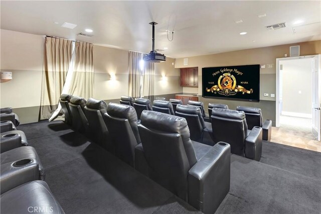 2230 Watermarke Pl, Irvine, CA 92612 - home theater with carpet floors and recessed lighting