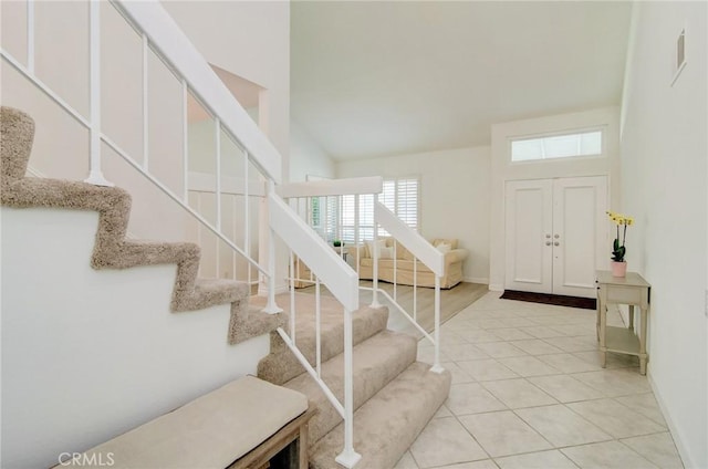22492 Eloise Dr, Lake Forest, CA 92630 - foyer entrance featuring stairs, light tile patterned flooring, and baseboards