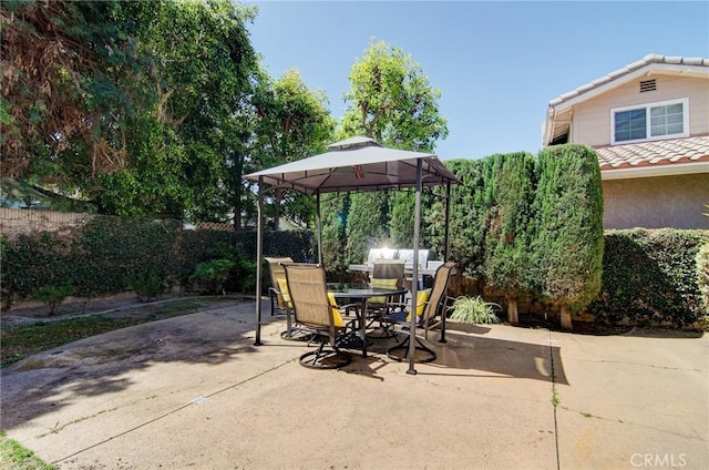 22492 Eloise Dr, Lake Forest, CA 92630 - view of patio featuring a gazebo, outdoor dining area, and fence