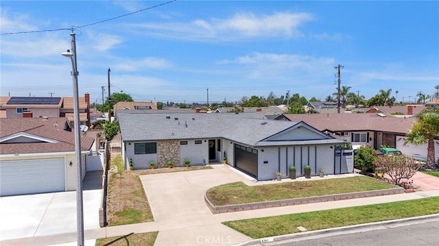 6341 Cerulean Ave, Garden Grove, CA 92845 - single story home with concrete driveway, a garage, roof with shingles, and a residential view