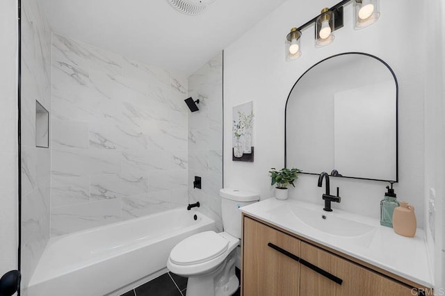 8184 Flanders Dr, San Diego, CA 92126 - bathroom with vanity, toilet, and tub / shower combination