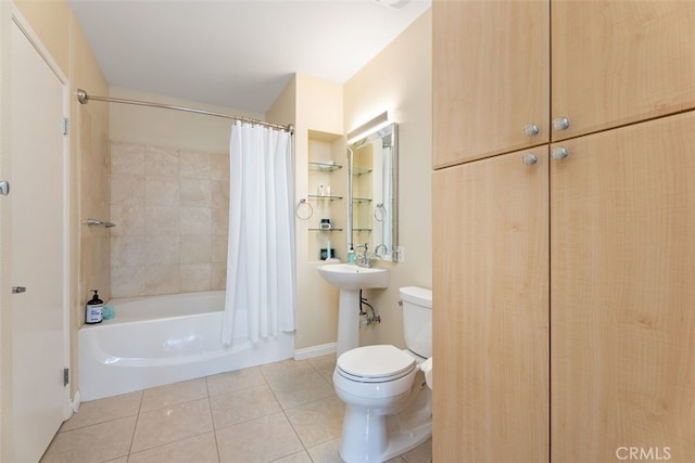 388 E E Ocean, Long Beach, CA 90802 - bathroom with tile patterned floors, toilet, and shower / tub combo