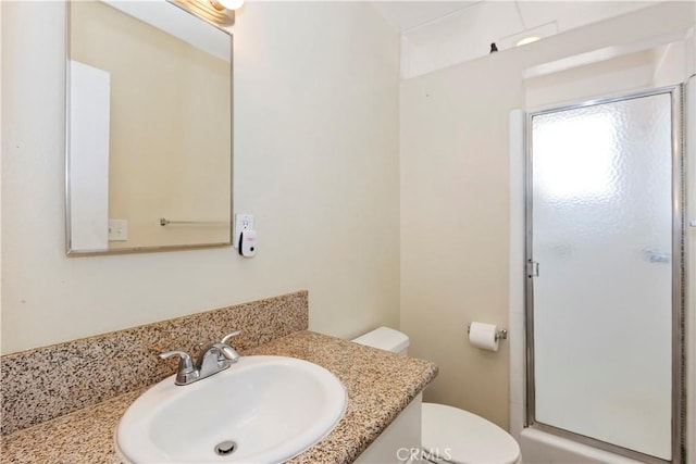 16193 Colina St, Victorville, CA 92395 - full bath with a stall shower, toilet, and vanity