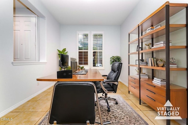 23839 Rio Ranch Way, Valencia, CA 91354 - home office with light tile patterned floors and baseboards
