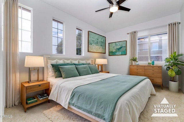 23839 Rio Ranch Way, Valencia, CA 91354 - bedroom with light colored carpet and ceiling fan