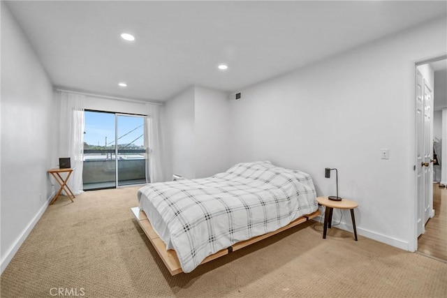 460 Oak St Unit 316, Glendale, CA 91204 - carpeted bedroom featuring access to outside, baseboards, and recessed lighting