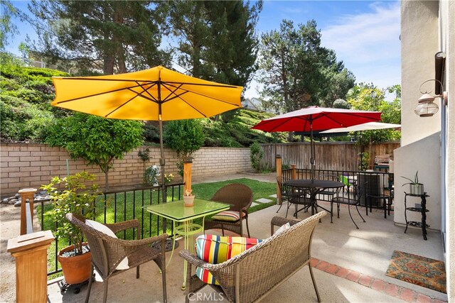 21242 Bristlecone, Mission Viejo, CA 92692 - fenced backyard featuring outdoor dining space and a patio area