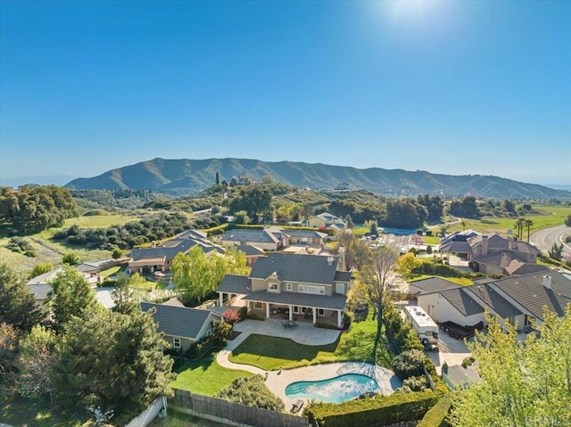 38161 Butterfly Ct, Yucaipa, CA 92399 - aerial view of residential area featuring a mountain backdrop and a pool