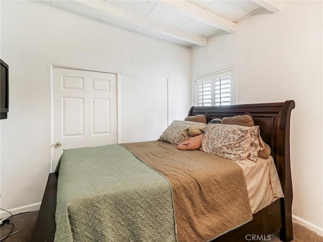 1401 W 165th St, Compton, CA 90220 - carpeted bedroom featuring beamed ceiling and baseboards
