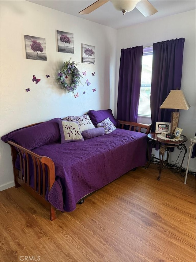34662 Turner Ln, Yucaipa, CA 92399 - bedroom with wood finished floors and ceiling fan
