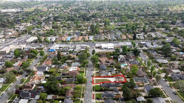 1411 Coolidge Ave, Pasadena, CA 91104 - aerial overview of property's location with property parcel outlined and nearby suburban area