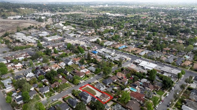 1411 Coolidge Ave, Pasadena, CA 91104 - aerial view of property and surrounding area with property boundaries highlighted and nearby suburban area
