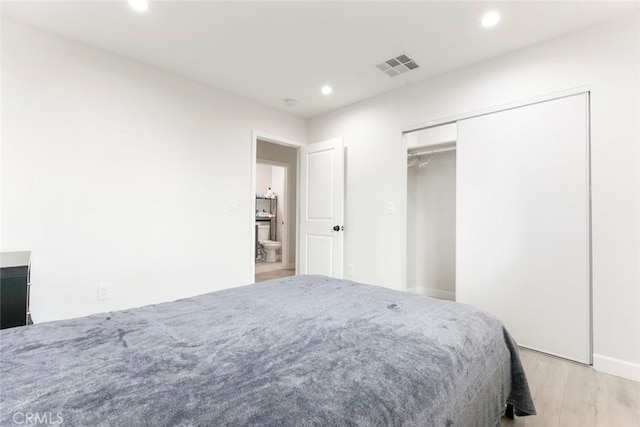 1411 Coolidge Ave, Pasadena, CA 91104 - bedroom with light wood finished floors, recessed lighting, a closet, and baseboards