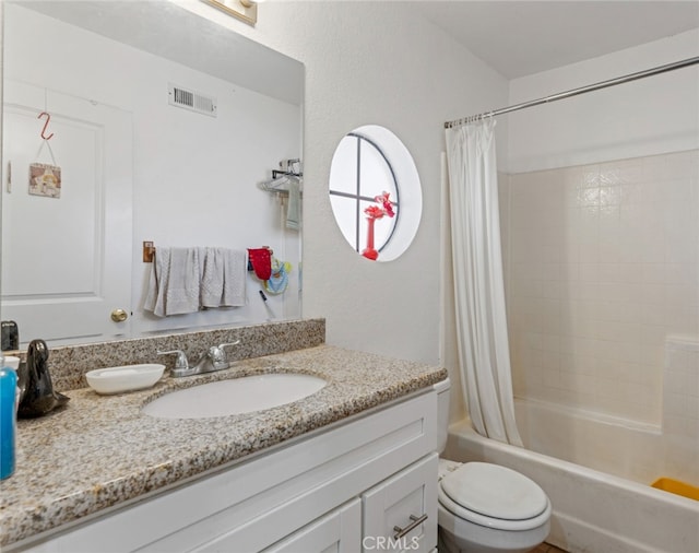 14881 Hawthorne Ave, Fontana, CA 92335 - bathroom featuring shower / bath combo with shower curtain, vanity, and toilet