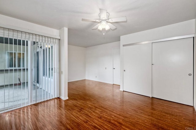 1307 Caminito Gabaldon Unit B, San Diego, CA 92108 - unfurnished living room featuring wood finished floors, ceiling fan, and baseboards