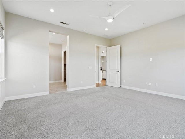 920 Trail View Pl, Nipomo, CA 93444 - unfurnished bedroom featuring light carpet, recessed lighting, baseboards, and a ceiling fan