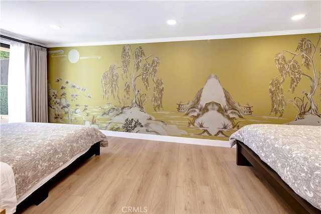20139 Lake Canyon Dr, Walnut, CA 91789 - bedroom featuring wood finished floors, ornamental molding, and recessed lighting
