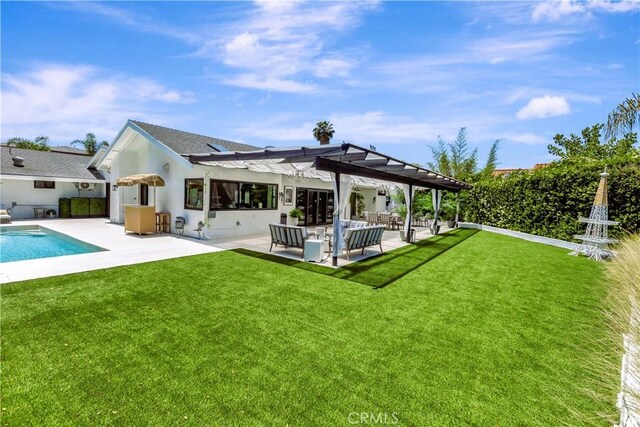 20139 Lake Canyon Dr, Walnut, CA 91789 - rear view of property featuring outdoor lounge area, a pergola, a yard, and a patio