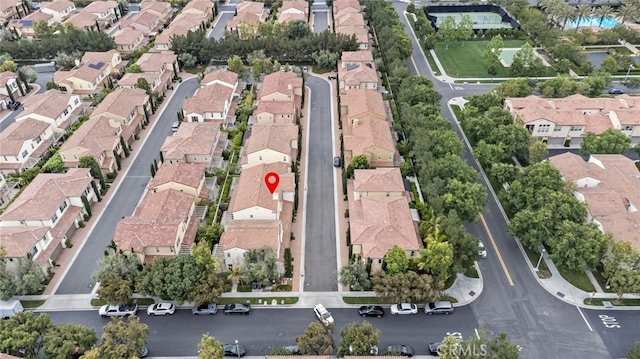 aerial overview of property's location with nearby suburban area