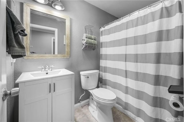 19883 San Juan Capistrano Ct, Riverside, CA 92508 - full bathroom with vanity, a textured wall, tile patterned floors, and curtained shower