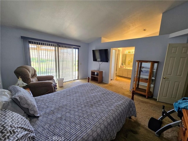 35823 48th St E, Palmdale, CA 93552 - carpeted bedroom featuring lofted ceiling and ensuite bath